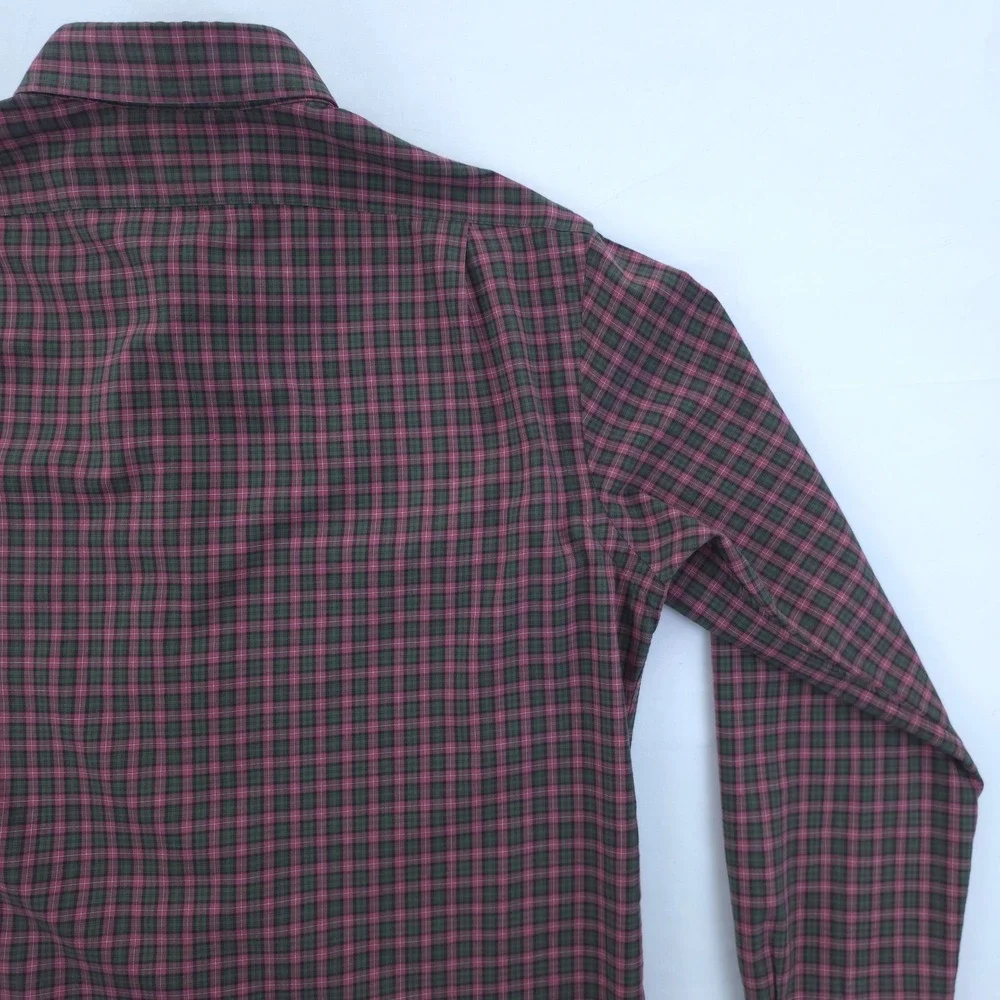 Polo Ralph Lauren Mens Button Down Shirt M Burgundy Green Plaid Long‎ Sleeve